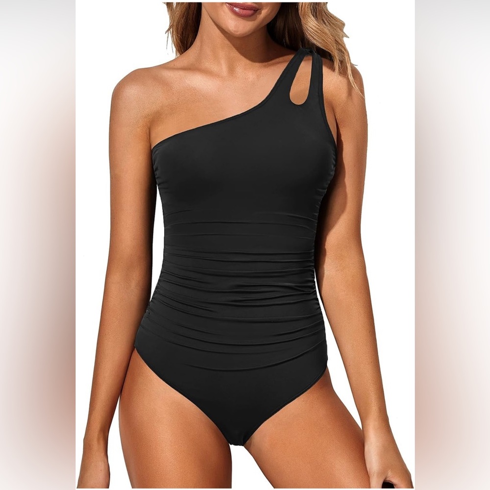Holipick One Shoulder One Piece Tummy Control Swimsuit